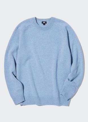 Блакитнй светр uniqlo з 100% овечої
чоловічий xxs, на жіночий s.