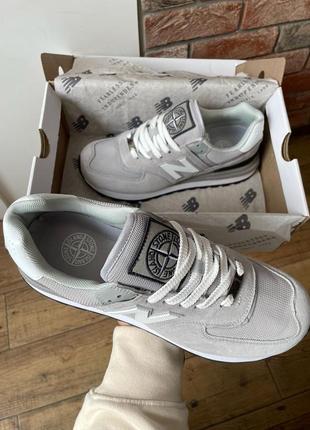 Мужские new balance 574 x stone island grey5 фото