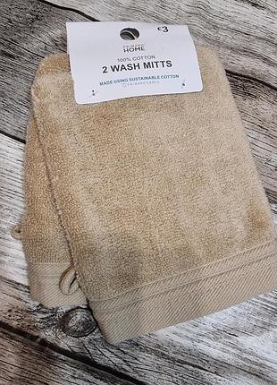 Полотенце-рукавица, хлопковые полотенца, набор 2шт