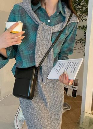 Женская прямоугольная маленькая сумочка через плечо для телефона5 фото
