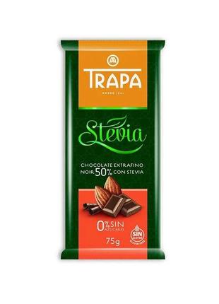 Шоколад 75г trapa stevia чорний 50% 023722_м