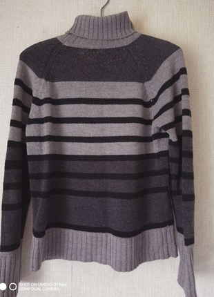 Женский теплый серый свитер в полоску dorothy  perkins p14(48-50)3 фото