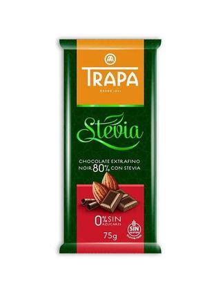 Шоколад 75г trapa stevia чорний 80% 023723_м