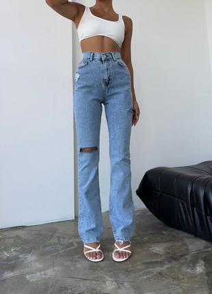 Джинсы стильные прямые с разрезами стильные джинсы с разрезамипрямые6 фото