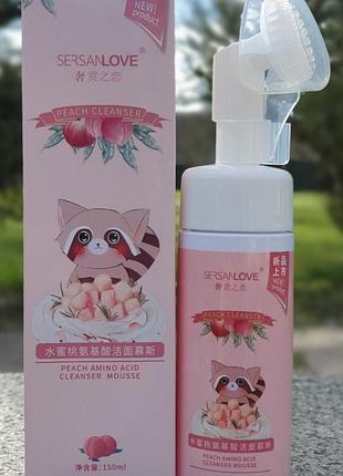 Пенка-мусс для умывания sersanlove peach amino acid cleanser mousse с экстрактом персика 150 мл
