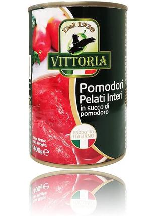 Помідори цілі vittoria pellati di pomodoro, ж/б, 400 г