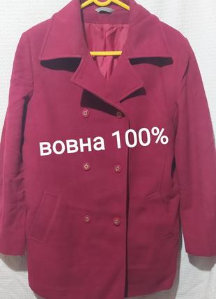 Хп1. вовняне червоне коротке жіноче пальто півпальто вовна woolmark