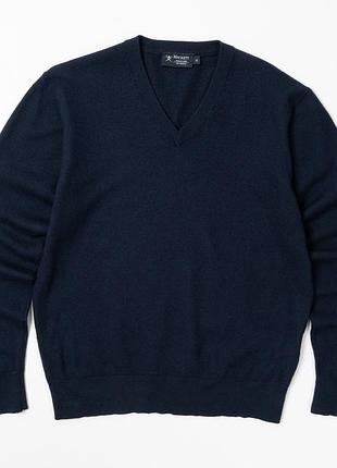 Hackett navi vneck wool sweaters  чоловічий светр