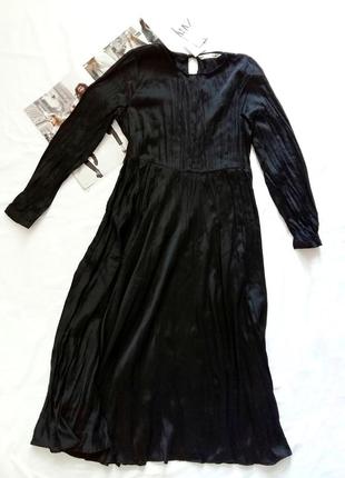 Новое черное жатое платье-макси zara1 фото