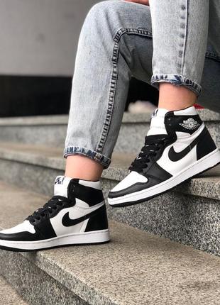 Кроссовки высокие nike jordan 1 retro black/white