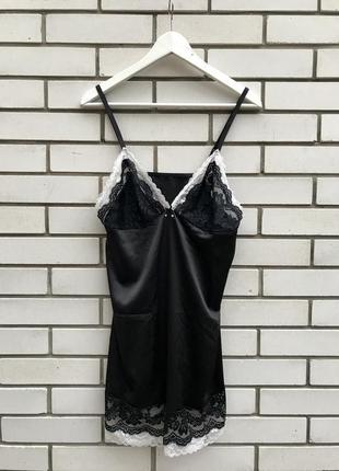 Черный кружевной пеньюар с утяжкой,комбинация,белье,нижнее платье2 фото