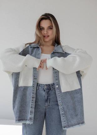 Кардиган з джинсовою вставкою