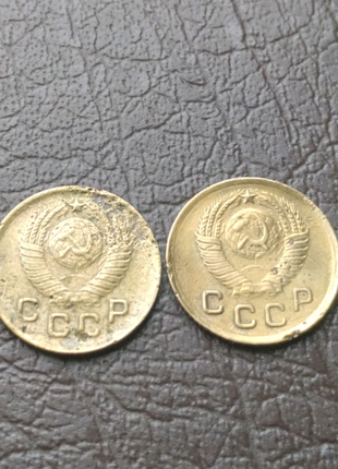 Монеты ссср 2 шт, 1 копейка 1949 года4 фото