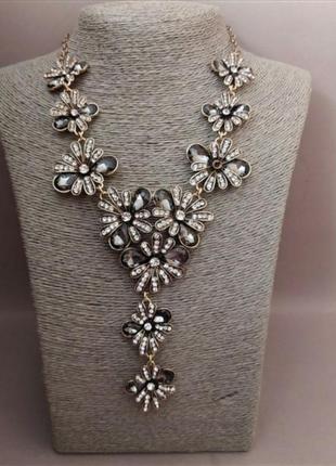 Кольє квіти з кристалами