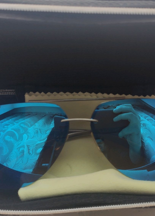 Сонцезахисні окуляри синій aviator+подарунок7 фото
