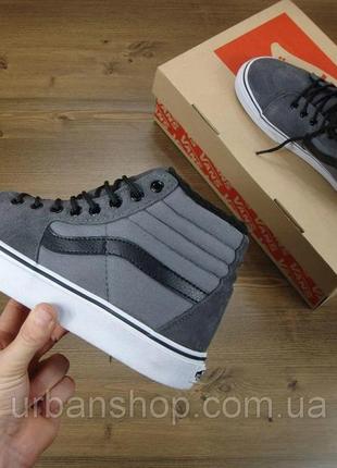 Кеді vans sk8 — hi. winter edition grey, зимові ванси з хутроом2 фото