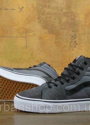 Кеді vans sk8 — hi. winter edition grey, зимові ванси з хутроом4 фото