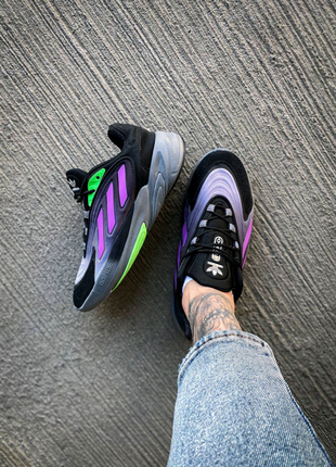 Adidas ozelia "black/purple"7 фото