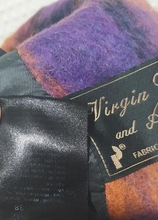Хп1. шерстяное альпака винтажное фиолетовое короткое женское пальто полупальто в клетку шерсть2 фото