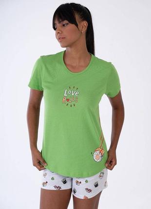 Жіночий бавовняний комплект із шортами суші фісташково-парні комплекти для всієї родини