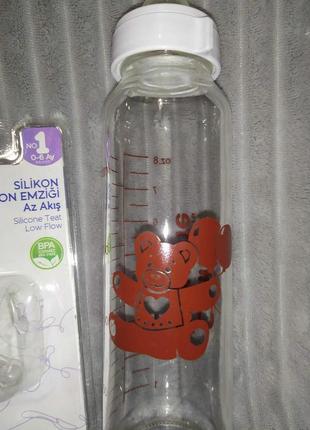 Скляна пляшечка для годування cannon babysafe з новою соскою2 фото