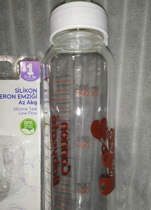 Скляна пляшечка для годування cannon babysafe з новою соскою4 фото
