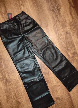 Кожаные брюки палаццо misspap, размер m3 фото