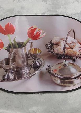 Термосерветка овал 28х40 см одностороння тюльпани