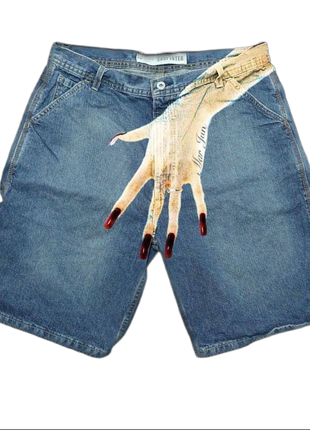 Jeans shorts (джинсові шорти) (кастомні шорти з рукою)1 фото