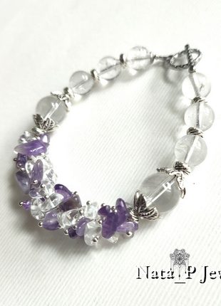 Браслет из горного хрусталя и аметиста