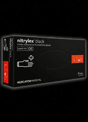 Рукавички нітрилові nitrylex black mercator medical l (100 шт)