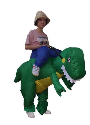 Надувной костюм зеленого динозавра  для взрослого, хэллоуин, косплей. неси меня динозавр