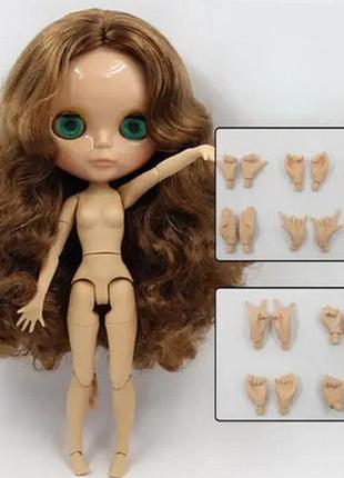 Шарнирная кукла блайз blythe 30 см. 4 цвета глаз, волнистые волосы