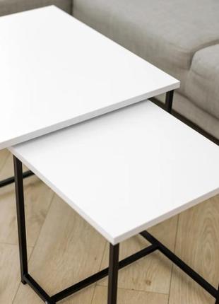 Журнальний столик онлайн лофт комплект m+s квадратні, столики для вітальні з дсп дуб чорний2 фото