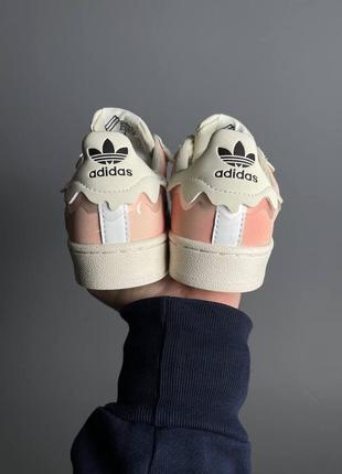 Прекрасные женские кроссовки adidas superstar cappuccino pink розовые с бежевым6 фото