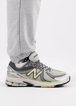 Мужские кроссовки кожаные сетка new balance 860v2 white gray silver, кеды нью беланс весна лето мужская обувь3 фото