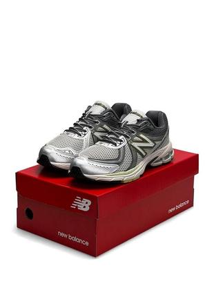 Мужские кроссовки кожаные сетка new balance 860v2 white gray silver, кеды нью беланс весна лето мужская обувь10 фото