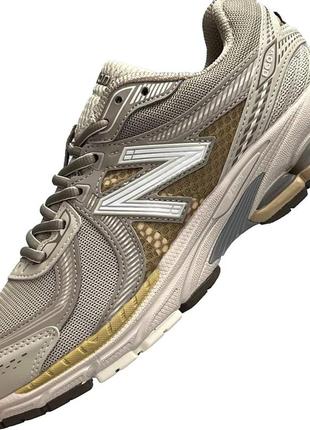 Мужские кроссовки кожаные сетка new balance 860v2 beige gold, кеды нью беланс весна лето беж., мужская обувь9 фото