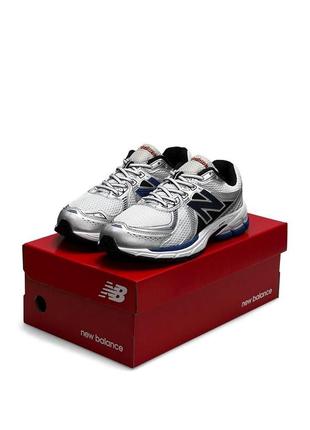 Мужские кроссовки кожаные сетка new balance 860v2 white silver navy, кеды нью беланс весна лето, мужская обувь10 фото