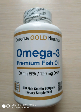 Омега 3, omega 3 риб'ячий жир преміальної якості, 100 шт., сша