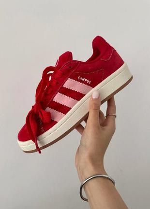 Шикарные женские кроссовки aq1345 adidas campus 00s scarlet pink 2.0 premium красные