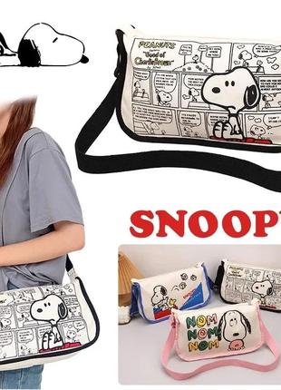 Холщовая сумочка с принтом snoopy2 фото