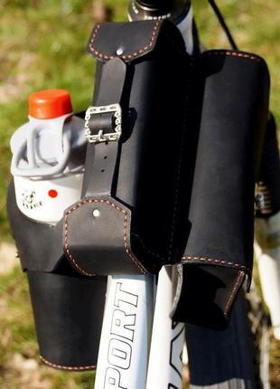 Велосумка, сумка на раму, флягодержатель, натуральна шкіра, handm2 фото
