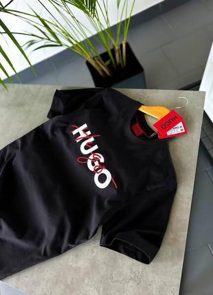 Чоловіча футболка hugo boss чорна брендова майка для хлопця хьюго бос міська футболка для чоловіка3 фото