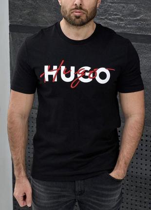 Чоловіча футболка hugo boss чорна брендова майка для хлопця хьюго бос міська футболка для чоловіка4 фото