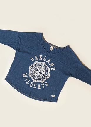 S-m-l оверсайз синий лонгслив кофта футболка с рукавом белый принт женский3 фото