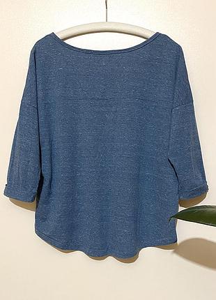 S-m-l оверсайз синий лонгслив кофта футболка с рукавом белый принт женский5 фото