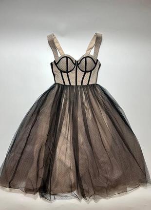 Вечірня/випускна корсетна сукня бежевого кольору gepur7 фото