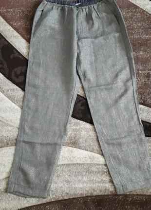 Лакшери итальянские роскошные брюки джоггер с льном под джинс гламур forte1 фото