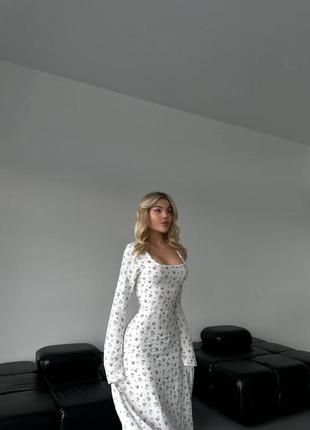 Муслиновое белое платье с завязкой на спинке миди6 фото